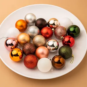 Navidad pó pegajoso brilhante, bolas plásticas de 6cm/8cm/10cm para decoração de árvore de natal, 2023