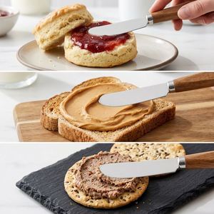 Ensemble de couteaux Lacusmare, 2 couteaux ergonomiques avec manche en bois d'acacia, lames en acier inoxydable durables, épandeur lisse pour beurre et fromage - Product Image 4