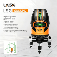 Niveau laser 5 lignes horizontal et vertical manuel Laisai LSG 686SPD 360 degrés, niveau rotatif vert, précision +/-1mm/5m, garantie 1 an