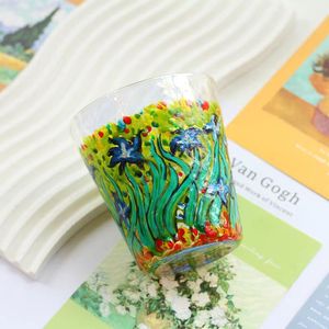 La linea di tazza da tè <span class=keywords><strong>in</strong></span> stile notte stellata di Van Gogh di lusso dipinta a mano su <span class=keywords><strong>vetro</strong></span> ecologico viene fornita con una scatola regalo colorata - Product Image 3