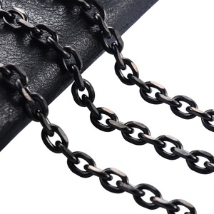 Collier chaîne Rolo en acier inoxydable pour hommes et femmes, couleur noire, plaqué, maillons en métal, collier ras du cou, accessoires de bijoux, cadeau - Product Image 1