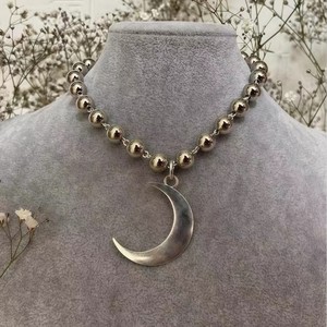 Collar con colgante de luna XPY, cadena de cuentas pulida unisex, joyería de moda para parejas - Product Image 2