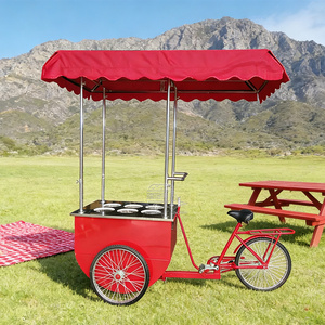 Ice Cream <b>Towable</b> Push Vending Cart with Freezer Cargo Bike Umbrella Design for Fast Food Outdoor Use - Product Image 4