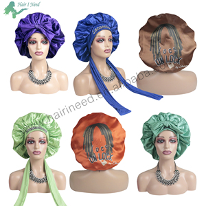 Biểu Tượng Tùy Chỉnh Satin Bonnets Và Đàn Hồi Satin Tóc Kết Thúc Tốt Đẹp Dành Cho Người Lớn Trẻ Em Tie Nắp ca-pô Hai Lớp Mẹ Và Tôi Nắp ca-pô Với Ban Nhạc Đầu - Product Image 5