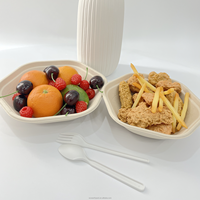 Bol à salade de bagasse de canne à sucre hexagone de grande capacité biodégradable compostable jetable au micro-ondes
