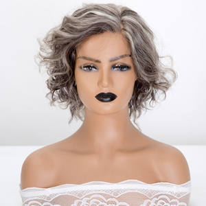 วิกผมลูกไม้ด้านหน้าสีเกลือพริกไทยแบบโมโนโทป <span class=keywords><strong>ผม</strong></span>แท้ 10 นิ้ว แบบลอน มีสินค้าพร้อมส่งสำหรับผู้สูงอายุ - Product Image 2