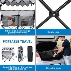 Silla de Camping Doble con Toldo, Precio al por Mayor, Compra al por Mayor, Plegable, para 2 Personas, Directo de Fábrica - Product Image 4
