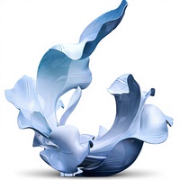 Sculpture moderne abstraite en acier inoxydable sur mesure de grande taille pour l'extérieur, avec technique de moulage et design floral élégant