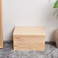 Boîte de rangement pour pain en bois de pin naturel sculpté à la main, non fini, avec couvercle supérieur - Cadeau d'entreprise pour la fête des pères