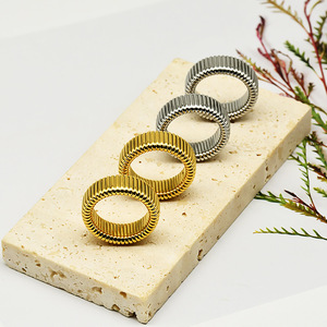 Anillo Elástico Ancho de Banda Ancha |   Anillo Ajustable Minimalista de Acero Inoxidable Chapado en Oro de 18K para Hombre y Mujer - Product Image 2