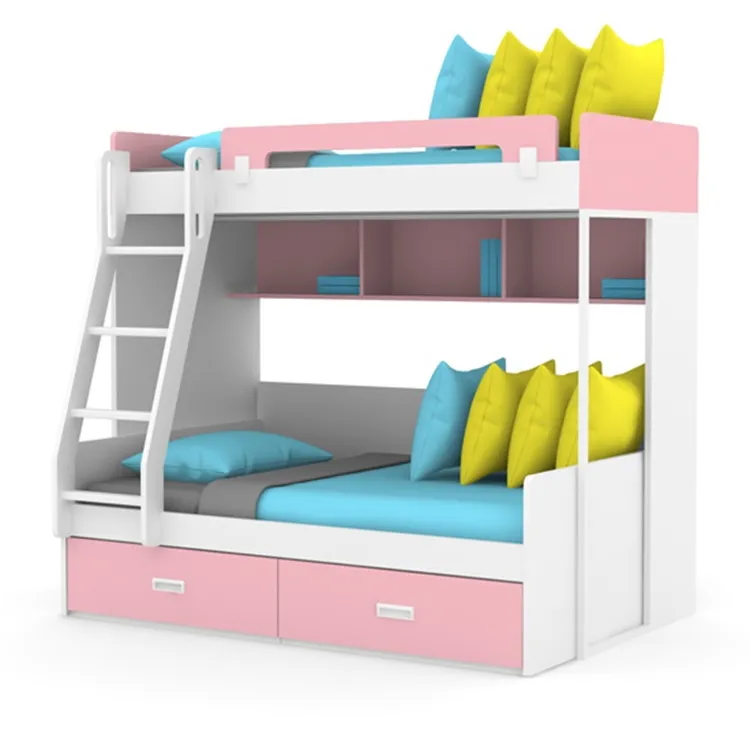 Fashionable Designed Children Girl Rooms Double Decker Bed Furniture