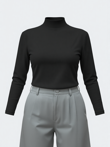 Mezza <span class=keywords><strong>maglia</strong></span> a collo alto elegante e femminile abbigliamento da <span class=keywords><strong>donna</strong></span> caldo e accogliente in vita Cinching tinta unita - Product Image 3