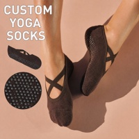 Maßgefertigte Pilates-Grip-Socken Rutschfeste Anti-Rutsch Yoga-Socken mit Logo Silikon-Kreuzriemen Baumwolle für Damen