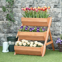 Jardinière carrée surélevée à 3 niveaux en bois, écologique, pour fleurs, légumes et herbes