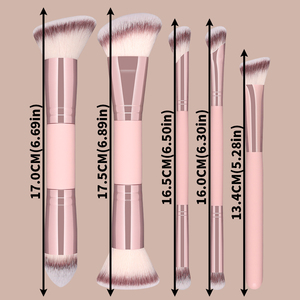 Juego de 5 <span class=keywords><strong>Brochas</strong></span> de Maquillaje Personalizables de Doble Punta, con Pelo Sintético Suave y Mango de Plástico, para Contorno, Polvo Suelto y Base - Product Image 6