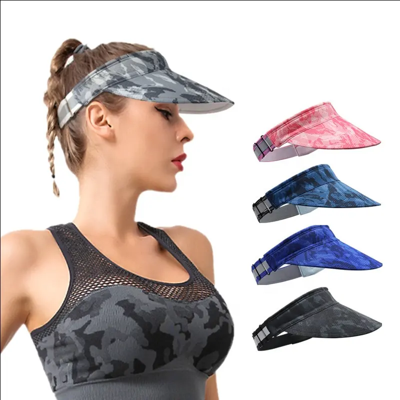 Foldable Nylon Logo Sun Hat Elastic Band Colorful Beach Tennis Golf Running Sport Custom Visor Basevall Shield Cap Unisex Women