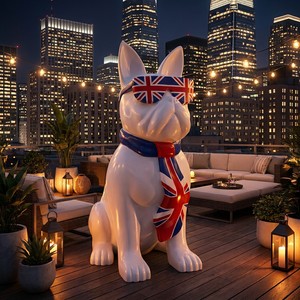 Sculpture de chien en fibre de verre, style art moderne, figurine Frenchie, décoration artistique virale pour centre commercial, ornements de mode haut de gamme, personnalisable - Product Image 5