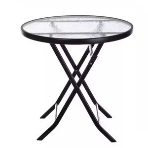 Thích hợp cho giải trí ngoài trời cao thẩm mỹ có thể gập lại thép tròn bàn kính - Product Image 5