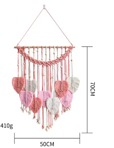 พรมแขวนผนังลายใบไม้สไตล์โบฮีเมียน ของตกแต่งบ้าน ทำด้วยมือ - Product Image 5