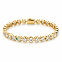 Bracelet à bulles en zircon doré et argenté avec pierres rondes serties, empilable, bijoux quotidiens pour femmes, vente en gros