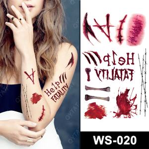 Tatouage temporaire autocollant pour fête costumée, crâne ensanglanté, blessures, sang froid, <span class=keywords><strong>maquillage</strong></span> d'<span class=keywords><strong>Halloween</strong></span>, vente en gros - Product Image 4