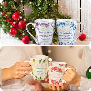 Set Regalo Cristiano di Tazze da Caffè per Donne, Set di 4 Tazze con Versetti Biblici Floreali e Quaderno Ispirazionale per Natale - Product Image 4