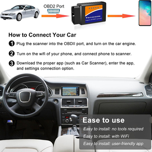 Lecteur de code de voiture WiFi ELM 327, outil de diagnostic OBDII pour les applications de véhicules iOS et Android compatibles - Product Image 5