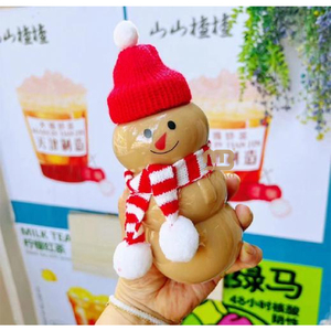 Botella de Bebidas de Plástico PET Reciclable Ecológica con Forma de Muñeco de Nieve Navideño con Tapa para Bebidas Frías, Té de Burbujas Helado, Boba, Leche - Product Image 6