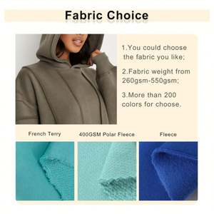 Sudadera con capucha larga de gran tamaño para mujer, Jersey polar con estampado DTG de algodón y logotipo bordado de lujo de marca personalizada - Product Image 4