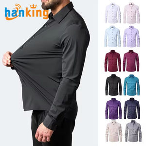 Ehanking da uomo camicia Casual a manica lunga elasticizzata Non in ferro camicia <span class=keywords><strong>maschile</strong></span> tinta unita camicette da lavoro formale - Product Image 4
