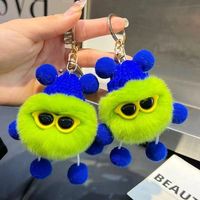 Porte-clés en peluche fait main, mignon et original, en fausse fourrure de lapin Rex, pour clés de voiture, sac ou sac à dos