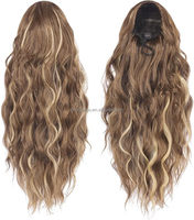 Extensiones de cola de caballo Largo Rizado Ondulado Cordón Cola de caballo Esponjoso Cola de caballo Pieza de cabello Postizos sintéticos para mujeres