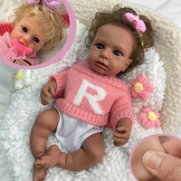 12/16/18 Zoll Reborn-Babypuppe mit dunklem Hautton, Mädchen, offener Mund mit Schnuller, individuell eingepflanztes Haar, kindersicher, ungiftig, badetauglich