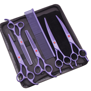 Ciseaux de toilettage pour chien Purple Dragon 7" en acier inoxydable JP, ciseaux droits pour coiffure animale, ciseaux à effiler roses Chunker Z3102 - Product Image 6