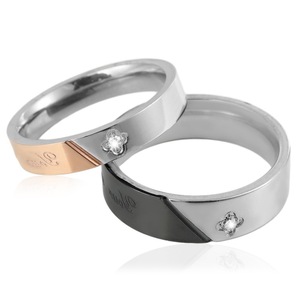 yunnique <b>Titanium</b> Steel Diamond <b>Ring</b> Round Brilliant Cut Unisex Wedding Band Everyday Wear - Product Image 4