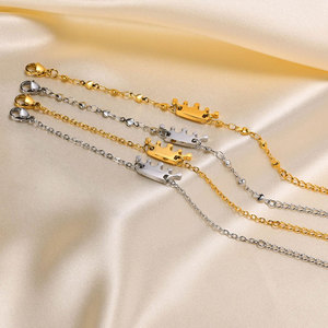 Pulseras y Brazaletes de Moda de Acero Inoxidable 316L que No se Deslustran, Chapados en Oro PVD de 14k y 18k, Joyería de Corona para Bebés Niñas - Product Image 3