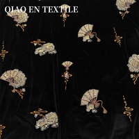 Tissu brodé en velours élastique lourd avec perles 3D, tube, brocart, robe, cheongsam, accessoires de costume de danse