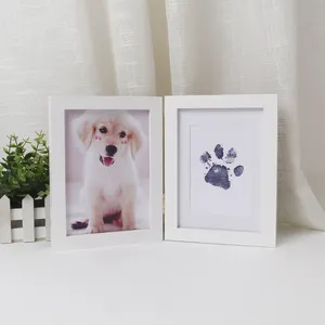 Marco de recuerdo de fotos con estampado de pata de mascotas para perros y gatos, perfecto para amantes de las mascotas, juego de regalo DIY