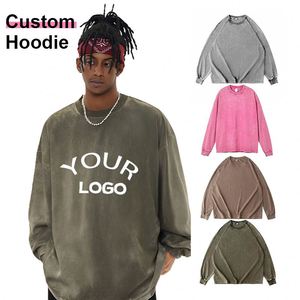T-shirt surdimensionné personnalisé 100 % coton, vintage, délavé à l'acide, manches longues, streetwear, coupe décontractée, unisexe, motif uni, tricoté 230 g/m² - Product Image 2