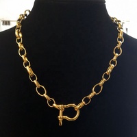 Collier Hip Hop Rock en Acier Inoxydable Plaqué Or 18K PVD de Haute Qualité avec Fermoir en U et Chaîne O P213233