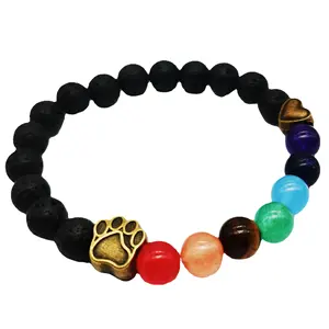 2404 bunt Naturstein Yoga Hundesporträger Paar Armband