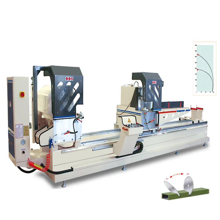 Aluminum profile double-ended heavy duty precision CNC miter saw PVC/UPVC door and window making machine