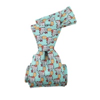 Cravate en soie personnalisée imprimée sur mesure, motif éléphant, design original, couleur turquoise, 8 cm, pour homme, vente en gros Chine