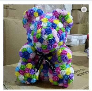 Nastro LOGO personalizzato orsacchiotto rosa 40cm fiore di <span class=keywords><strong>Rose</strong></span> artificiali in schiuma <span class=keywords><strong>con</strong></span> colori arcobaleno compleanno di san valentino - Product Image 4