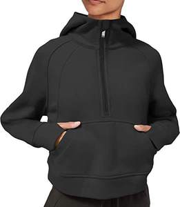 Veste <span class=keywords><strong>polaire</strong></span> 420 GSM coupe-vent d'hiver, nouvelle collection, demi-zip, poche avant, <span class=keywords><strong>capuche</strong></span>, vêtements de yoga d'extérieur, vestes pour femmes, vente en gros - Product Image 3
