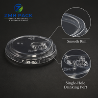 Offre Spéciale ZMH PACK Couvercles en plastique PET transparents de 95 mm pour gobelets, à boire directement, design dôme plat motif ours, personnalisables, pour café et bubble tea