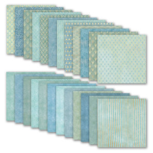 12x12 pollici Color verde acqua e oro tono damasco 48 modelli Double face <span class=keywords><strong>carta</strong></span> con motivi sccoupage Scrapbooking - Product Image 5