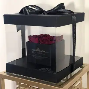卸売 咲く花ボックス-カスタムプラスチック透明透明PETバラ花咲く梱包箱