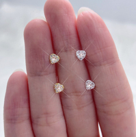 Cincin Hidung Kristal Hati Perak Sterling 925 Desain Modern Perhiasan Tubuh untuk Wanita