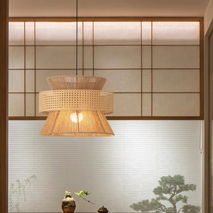 Zen Style Bamboo Pendant <b>Light</b> Round E27 Led Bedroom <b>Dining</b> Room Chandelier - Product Image 5